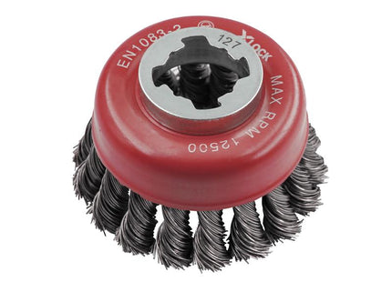 Faithfull X-LOCK Wire Cup Brush Twist Knot 75mm M14x2, 0.50mm Steel Wire FAIWBT75XL