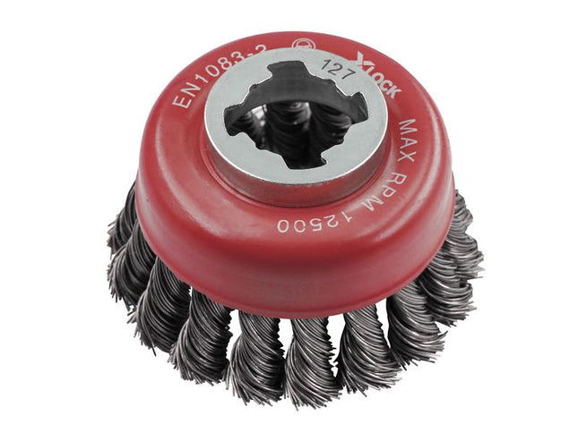 Faithfull X-LOCK Wire Cup Brush Twist Knot 75mm M14x2, 0.50mm Steel Wire FAIWBT75XL