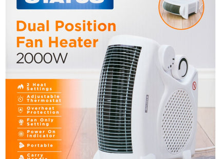Status Dual Position Fan Heater 2000W White FH2P-2000W1PKB