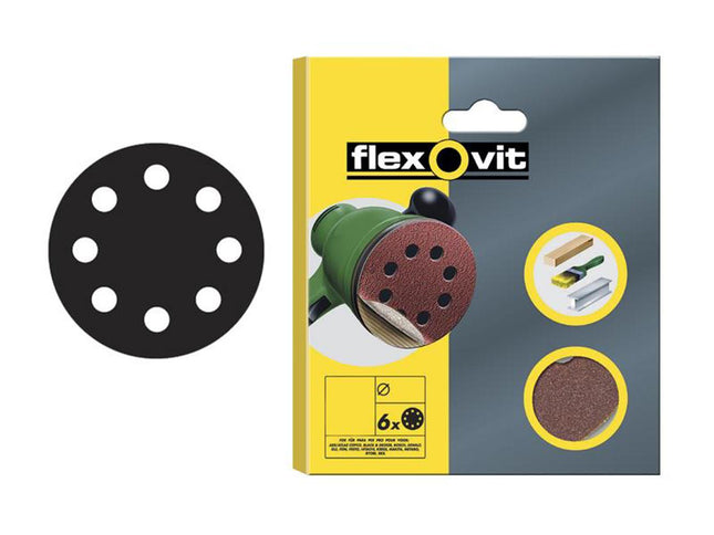 Flexovit Hook & Loop Sanding Disc 115Mm Assorted (Pack 6)