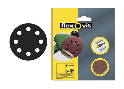 Flexovit Hook & Loop Sanding Disc 125Mm Fine 120G (Pack 6)
