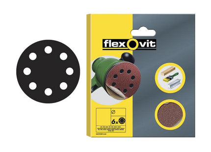 Flexovit Hook & Loop Sanding Disc 150Mm Medium 80G (Pack 6)
