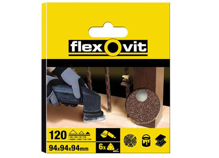 Flexovit Delta Hook & Loop Sanding Sheet 94Mm Fine 120G (Pack 6)