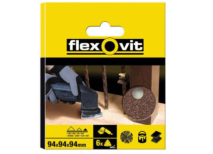 Flexovit Delta Hook & Loop Sanding Sheet 94Mm Assorted (Pack 6)