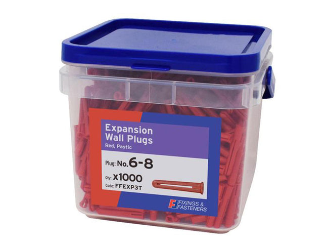 Forgefix Expansion Wall Plugs Red 6-8mm - FFEXP3T - Perfect for Lightweight Applications
