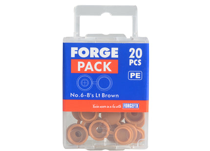 Forgefix Hinged Cover Cap Light Brown No. 6-8 Forgepack 20