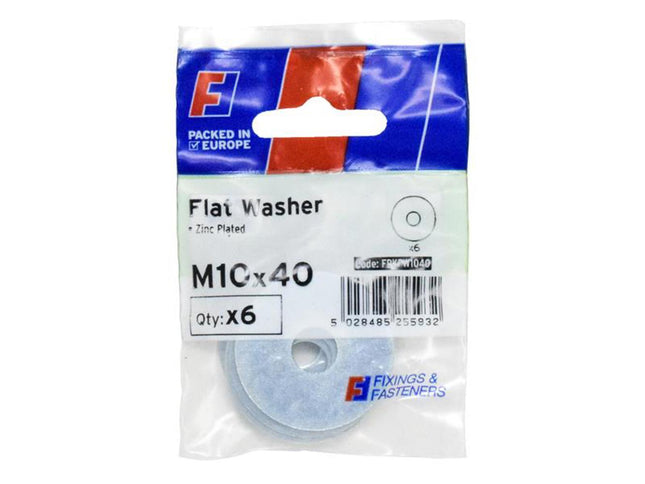 Forgefix Flat Washers Zp M10 X 40mm Forgepack 6