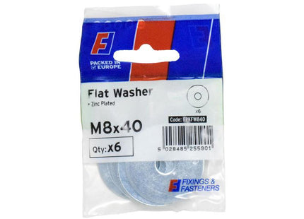 Forgefix Flat Washers Zp M8 X 40mm Forgepack 6