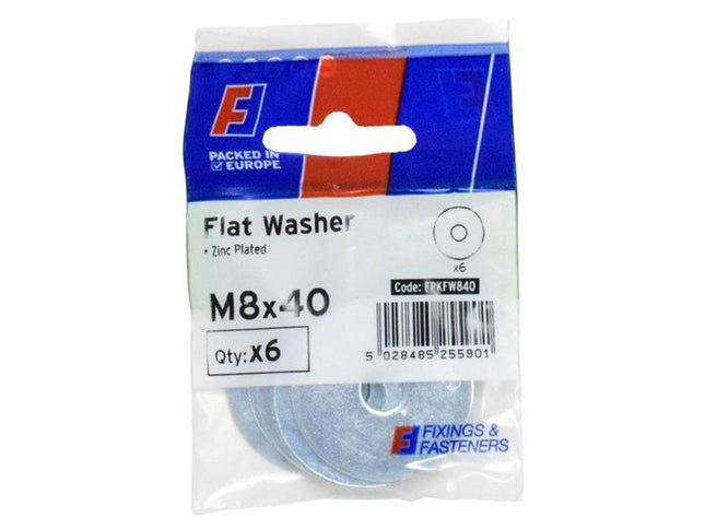 Forgefix Flat Washers Zp M8 X 40mm Forgepack 6