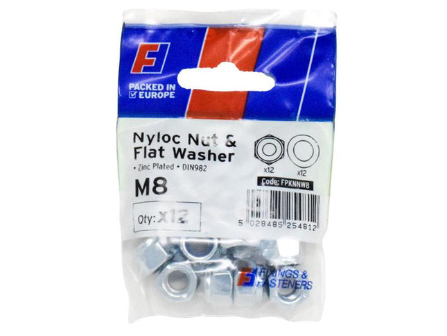 Forgefix Nyloc Nut & Washer M8 Forgepack 12