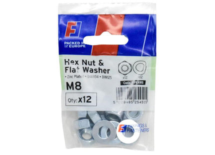 Forgefix Nut & Washer M8 Forgepack 12