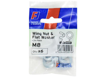 Forgefix Wing Nut & Washer M8 Forgepack 6