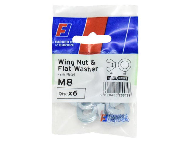 Forgefix Wing Nut & Washer M8 Forgepack 6