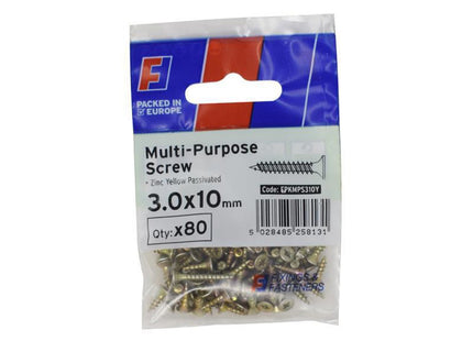 Forgefix Multi-Purpose Pozi Screw Csk St Zyp 3.0 X 10Mm Forgepack 80