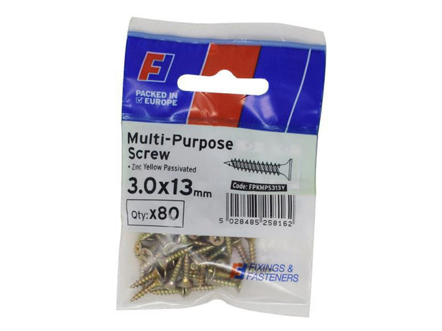 Forgefix Multi-Purpose Pozi Screw Csk St Zyp 3.0 X 13Mm Forgepack 80