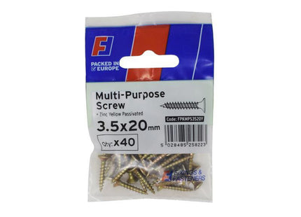 Forgefix Multi-Purpose Pozi Screw Csk St Zyp 3.5 X 20Mm Forgepack 40