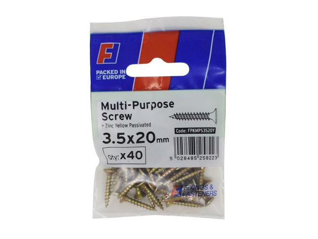 Forgefix Multi-Purpose Pozi Screw Csk St Zyp 3.5 X 20Mm Forgepack 40