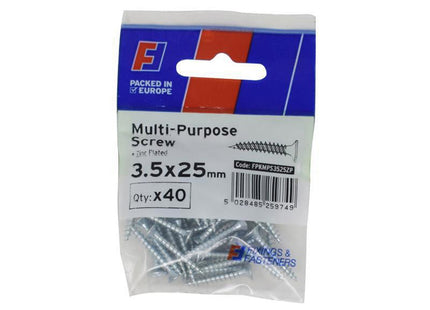 Forgefix Multi-Purpose Pozi Screw Csk St Zp 3.5 X 25Mm Forgepack 40