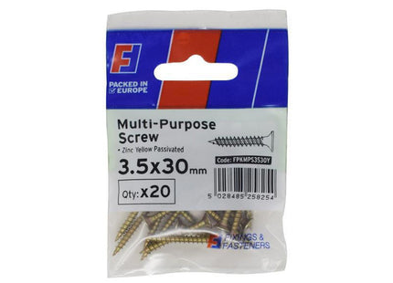 Forgefix Multi-Purpose Pozi Screw Csk St Zyp 3.5 X 30Mm Forgepack 20