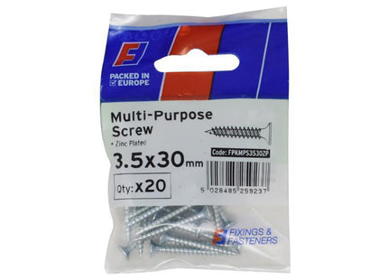 Forgefix Multi-Purpose Pozi Screw Csk St Zp 3.5 X 30Mm Forgepack 20