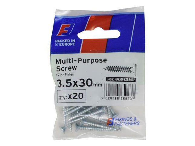 Forgefix Multi-Purpose Pozi Screw Csk St Zp 3.5 X 30Mm Forgepack 20