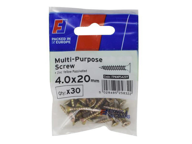 Forgefix Multi-Purpose Pozi Screw Csk St Zyp 4.0 X 20Mm Forgepack 30