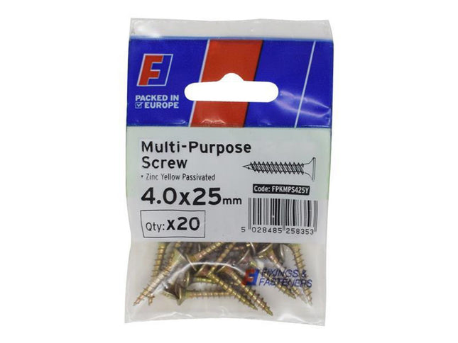 Forgefix Multi-Purpose Pozi Screw Csk St Zyp 4.0 X 25Mm Forgepack 20