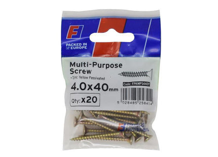 Forgefix Multi-Purpose Pozi Screw Csk St Zyp 4.0 X 40Mm Forgepack 20