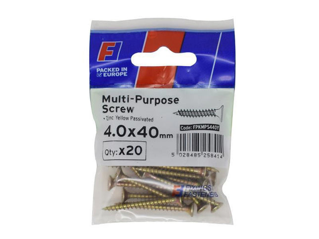 Forgefix Multi-Purpose Pozi Screw Csk St Zyp 4.0 X 40Mm Forgepack 20