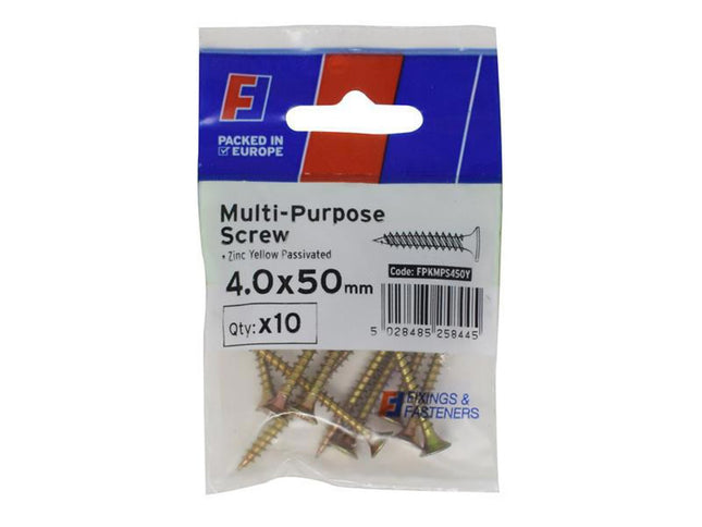 Forgefix Multi-Purpose Pozi Screw Csk St Zyp 4.0 X 50Mm Forgepack 10