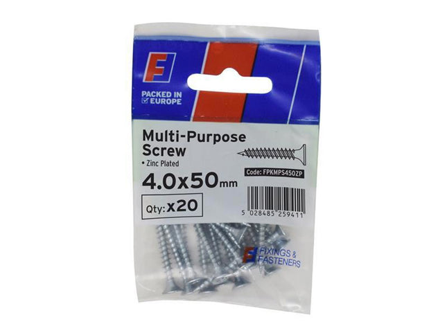 Forgefix Multi-Purpose Pozi Screw Csk St Zp 4.0 X 50Mm Forgepack 10