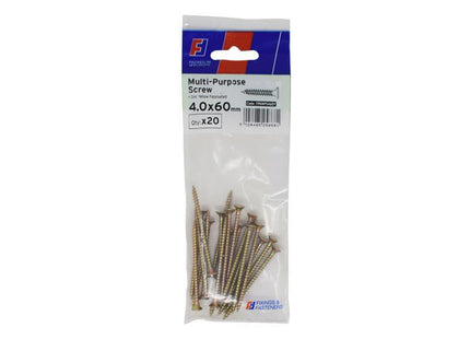 Forgefix Multi-Purpose Pozi Screw Csk St Zyp 4.0 X 60Mm Forgepack 20