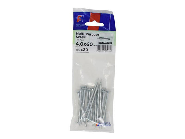 Forgefix Multi-Purpose Pozi Screw Csk St Zp 4.0 X 60Mm Forgepack 20
