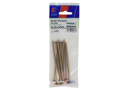 Forgefix Multi-Purpose Pozi Screw Csk St Zyp 5.0 X 100Mm Forgepack 10
