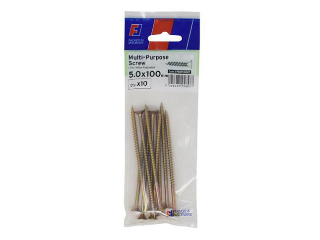 Forgefix Multi-Purpose Pozi Screw Csk St Zyp 5.0 X 100Mm Forgepack 10
