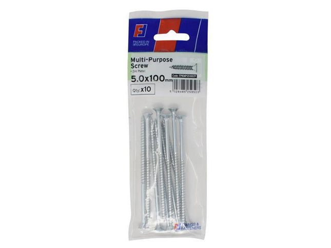 Forgefix Multi-Purpose Pozi Screw Csk St Zp 5.0 X 100Mm Forgepack 10