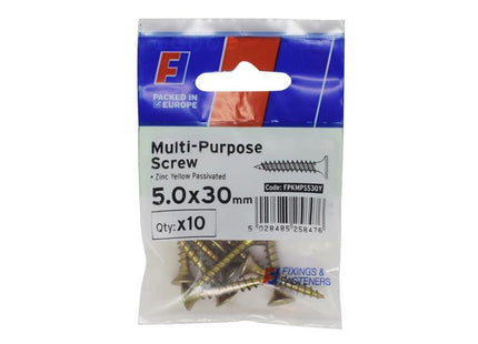 Forgefix Multi-Purpose Pozi Screw Csk St Zyp 5.0 X 30Mm Forgepack 10