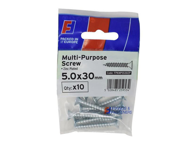 Forgefix Multi-Purpose Pozi Screw Csk St Zp 5.0 X 30Mm Forgepack 10