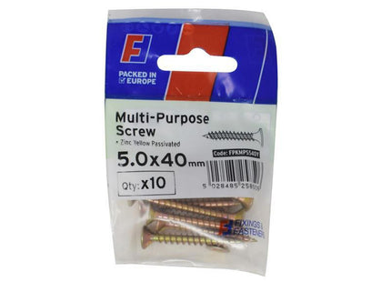 Forgefix Multi-Purpose Pozi Screw Csk St Zyp 5.0 X 40Mm Forgepack 10