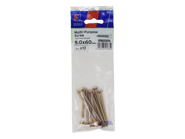 Forgefix Multi-Purpose Pozi Screw Csk St Zyp 5.0 X 60Mm Forgepack 10