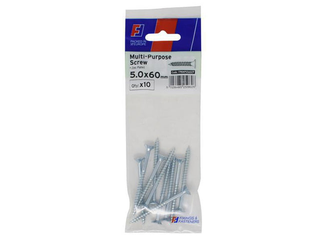 Forgefix Multi-Purpose Pozi Screw Csk St Zp 5.0 X 60Mm Forgepack 10
