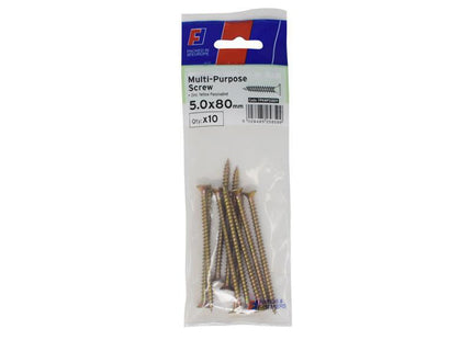 Forgefix Multi-Purpose Pozi Screw Csk St Zyp 5.0 X 80Mm Forgepack 10