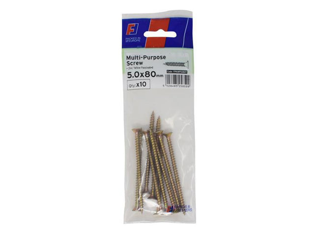 Forgefix Multi-Purpose Pozi Screw Csk St Zyp 5.0 X 80Mm Forgepack 10