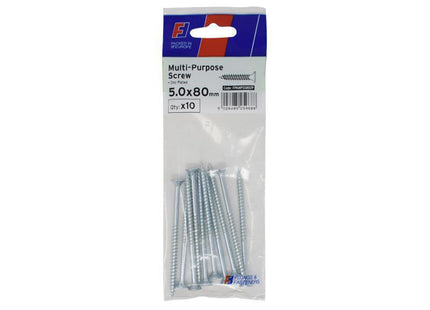 Forgefix Multi-Purpose Pozi Screw Csk St Zp 5.0 X 80Mm Forgepack 10