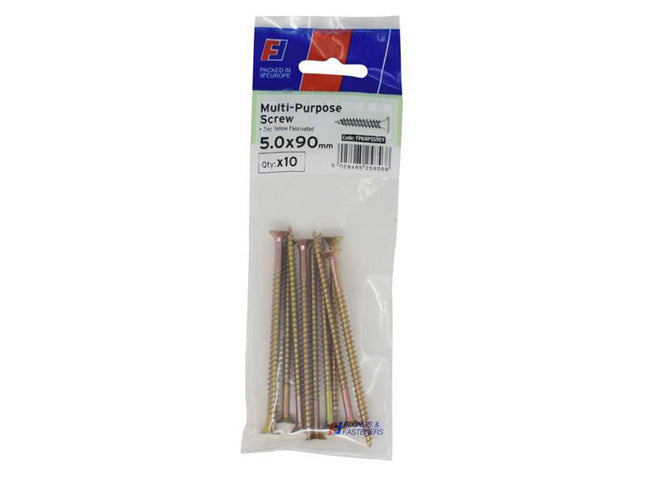 Forgefix Multi-Purpose Pozi Screw Csk St Zyp 5.0 X 90Mm Forgepack 10