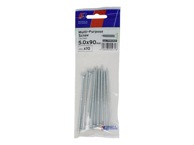 Forgefix Multi-Purpose Pozi Screw Csk St Zp 5.0 X 90Mm Forgepack 10