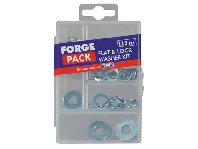Forgefix Flat & Lock Washer Kit, 112 Piece