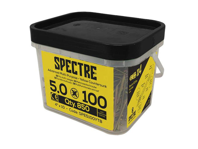 Forgefix Spectre PZ Compatible Wood Screw CSK ZYP 5.0 x 100mm - Mega Tub of 850