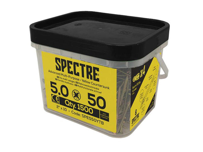 Forgefix Spectre Pz Compatible Wood Screw Csk Zyp 5.0 x 50mm - Mega Tub of 1500