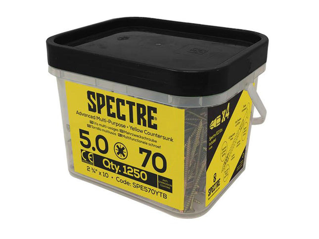 Forgefix Spectre Pz Compatible Wood Screw Csk Zyp 5.0 x 70mm - Mega Tub of 1250